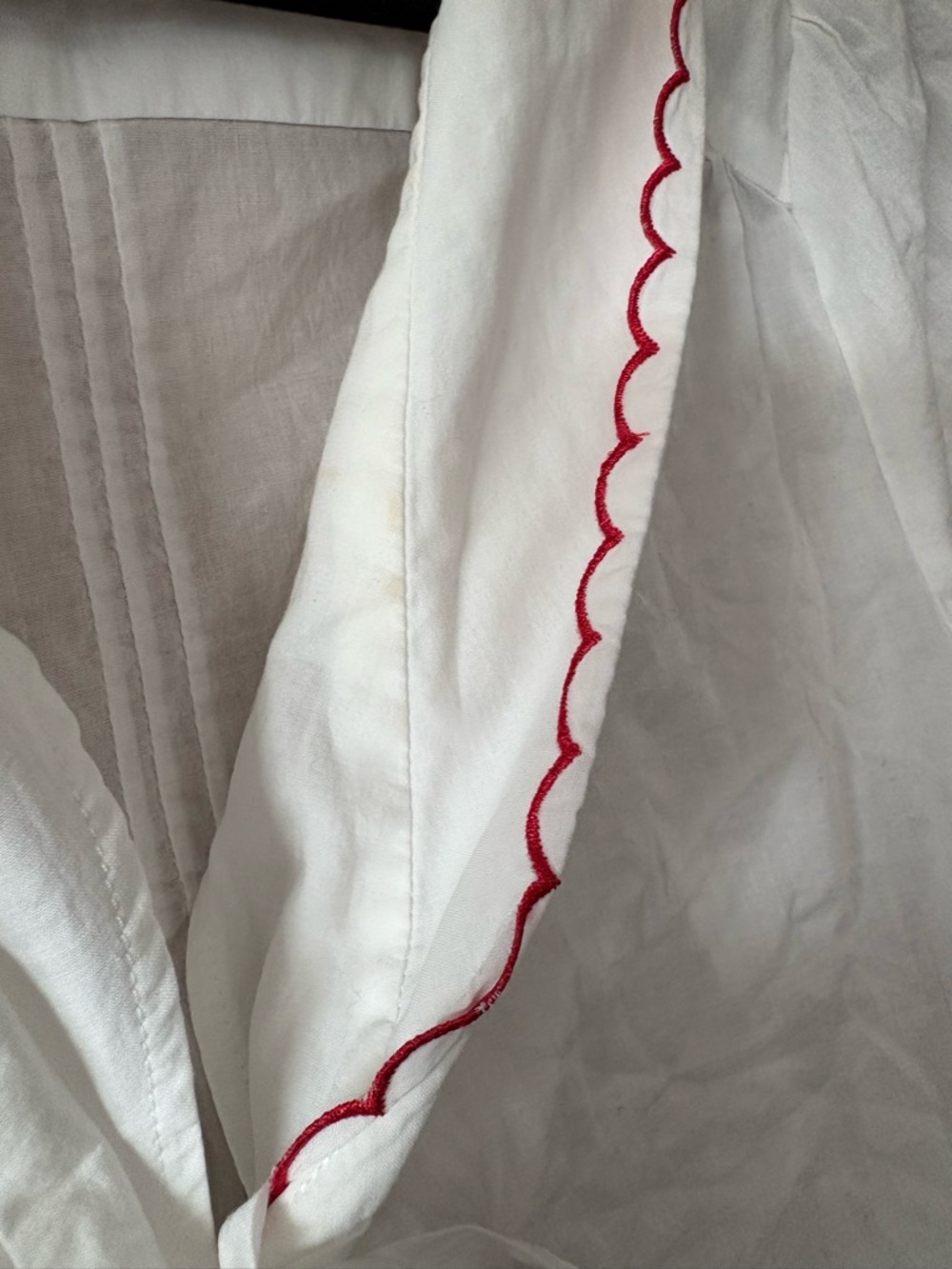 WAYF Elena White Short-Sleeve Peasant Blouse with Red Trim L - Picture 4 of 8